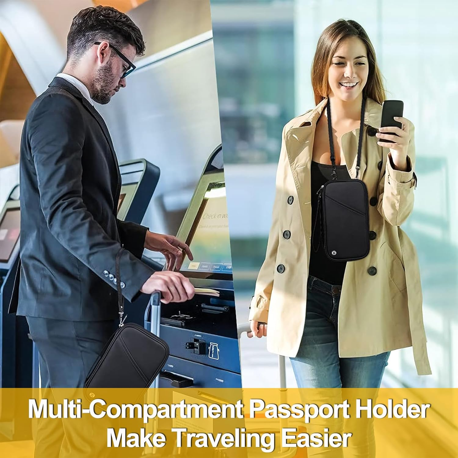 CLERIVI RFID Passport Holder Travel Wallet - Waterproof Document Organiser with Card Slots for Men & Women，Secure Family Travel Essentials for Boarding Pass, Money & Tickets,Compact for Trips image number 3