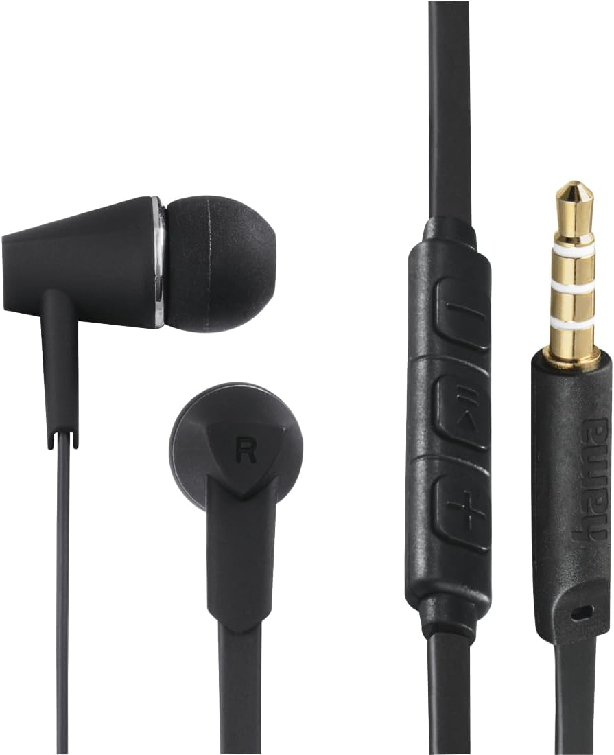Hama Joy In-Ear Headphones, Wired, Microphone, Flat Cable, Black image number 2