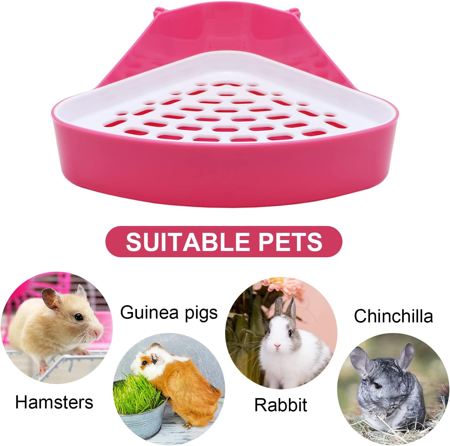 Litewoo Rabbit Litter Box Toilet Bunny Corner Litter Pan Pet Toilet Potty for Guinea Pigs Hamster Chinchilla Ferret Rabbit Small Animal (Pink) - Blue image number 2