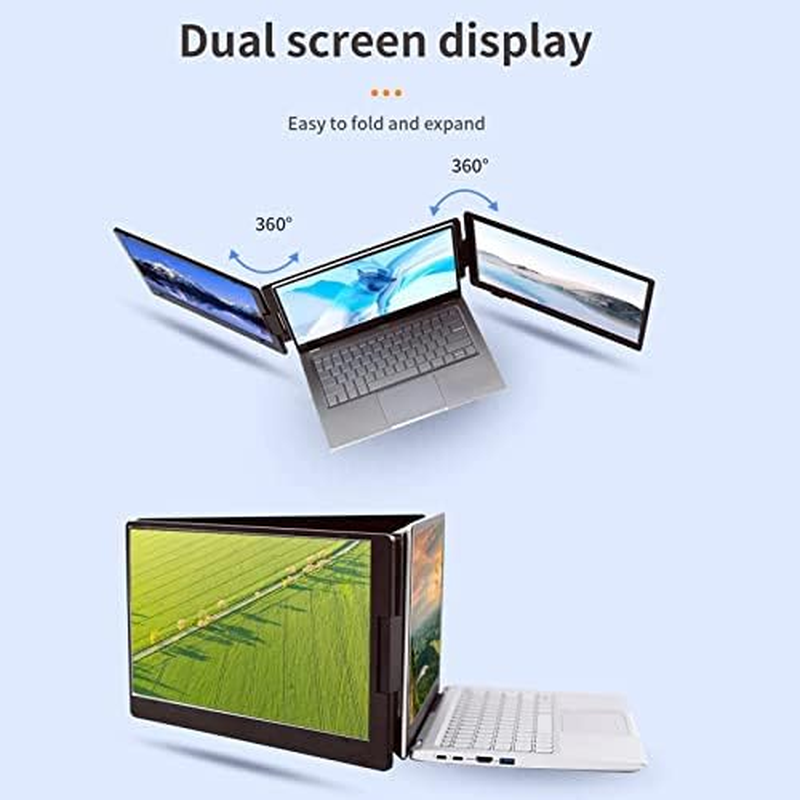 Triple Screen Laptop Monitor, 14 Inch Portable Monitor for Laptop, Dual Triple Monitor Screen Extender with Adjustable Support, Type C for Laptop within 15.6 Inch (AU Plug)