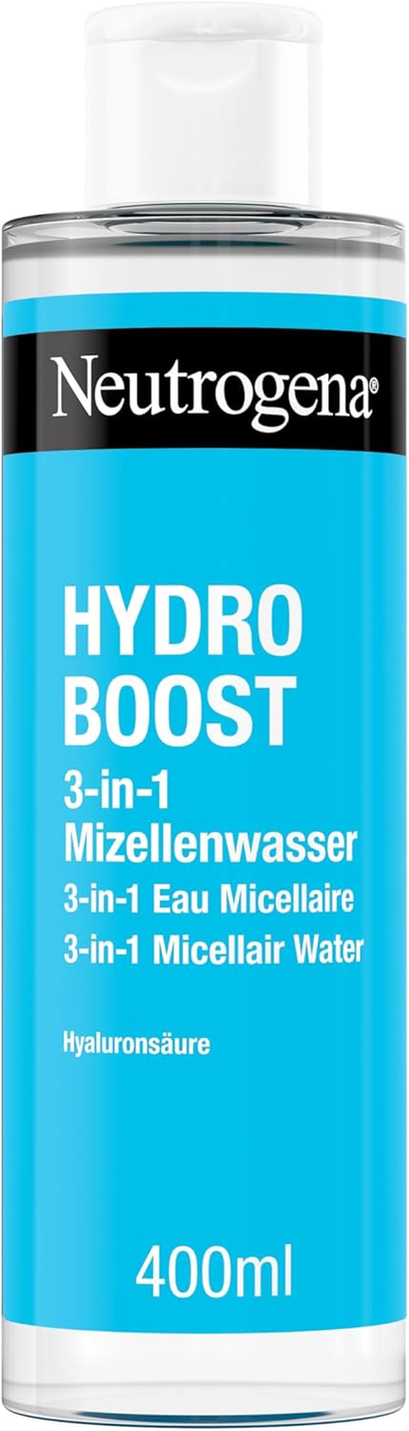 Neutrogena Hydro Boost Micellar Water, Effective Face Cleansing with Hyaluronic Acid, Gentle Makeup Remover, Moisturising Micellar Cleansing Water for All Skin Types, 400 Ml image number 4
