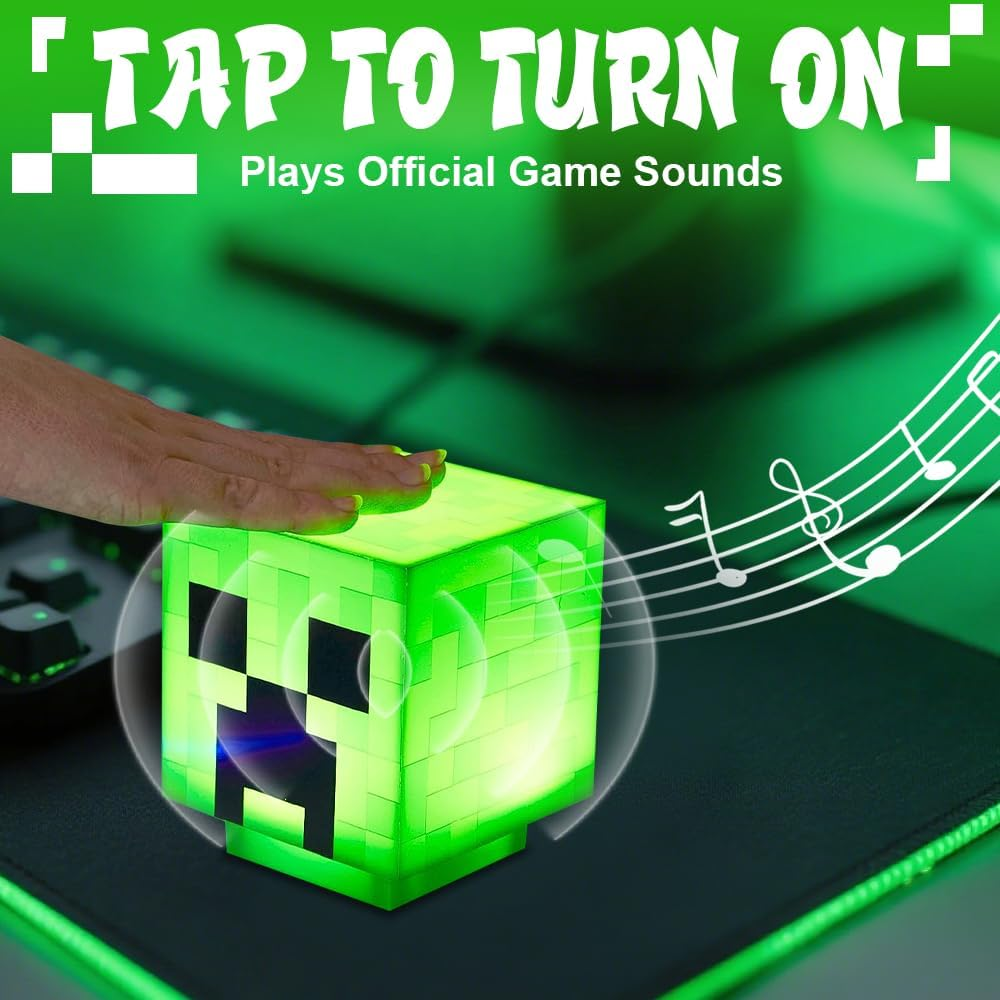 Creeper Lamp, Creeper Light, 3D Lamp with Zombie Sounds, Creeper Icon Lamp, LED Creeper Lamps, Creeper Light for Gift Idea Table Lamp Bedroom Decoration Toy [Energy Class A] image number 5