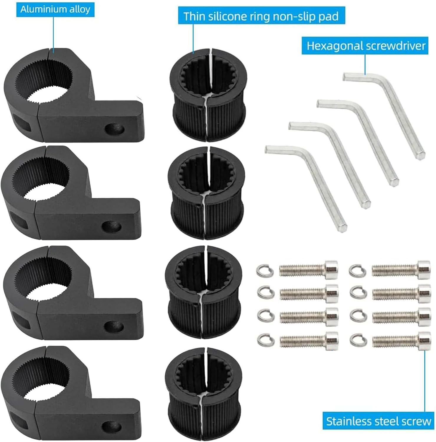 MAEZOE 4Pcs Motorcycle Light Bar Mounting Brackets Heavy Duty Tube Clamps for ATV Trucks Cars Roof Rack Universal Fit Durable Easy to Install for Riders and DIY Enthusiasts image number 1