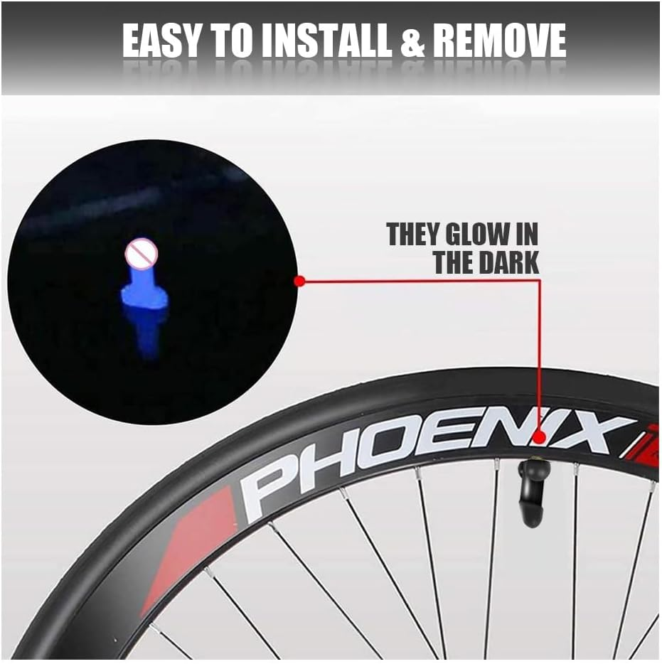 8PCS Prank Wheel Tire Valve Stem Caps, Car Tire Valve Caps Universal, Universal Luminous Tire Valve Stem Cap Dust Cover Fits Cars Trucks Bikes Motorcycles (Black) image number 6