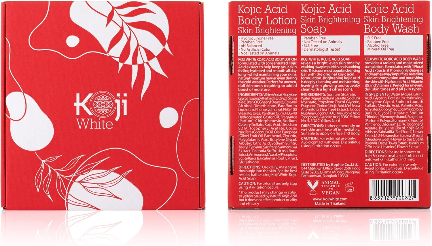 Gift Set for Women, Koji White Red Bath Sets - Kojic Acid Body Wash, Soap Bar and Body Lotion, Brightening, Uneven Skin Tone, Vegan, SLS & Paraben Free (3 Pcs) image number 1