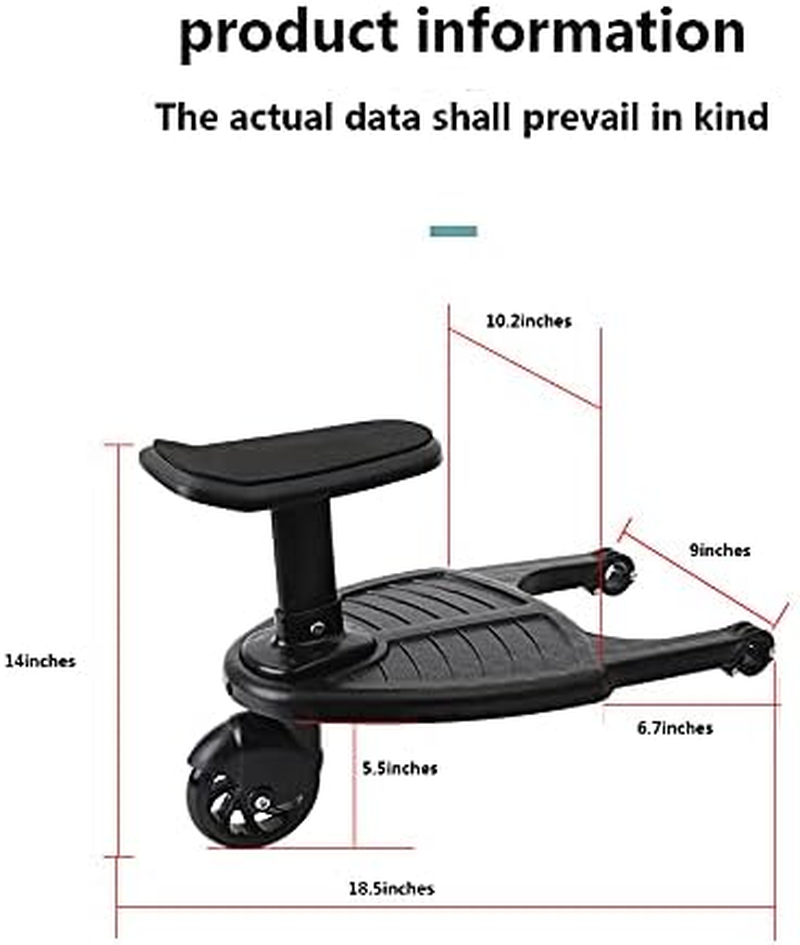 LXLUOO Comfort Wheeled Board Stroller Pedal Adapter Child Rider Stroller Attachment Trolley Connector with Seat, Holds Children up to 55Lbs, Size 4, Disposable, Urine Protection, 1 Count image number 1