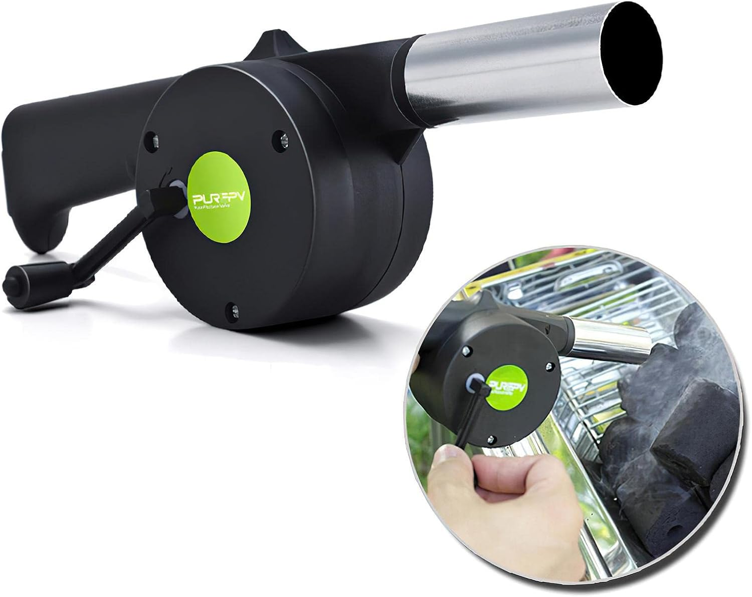 BBQ Fan Air Blower - Fire Blower Hand Crank Fan for Fireplace BBQ | Portable Hand Blower for Indoor Outdoor Camping Fire Pit Barbecue Helves image number 3