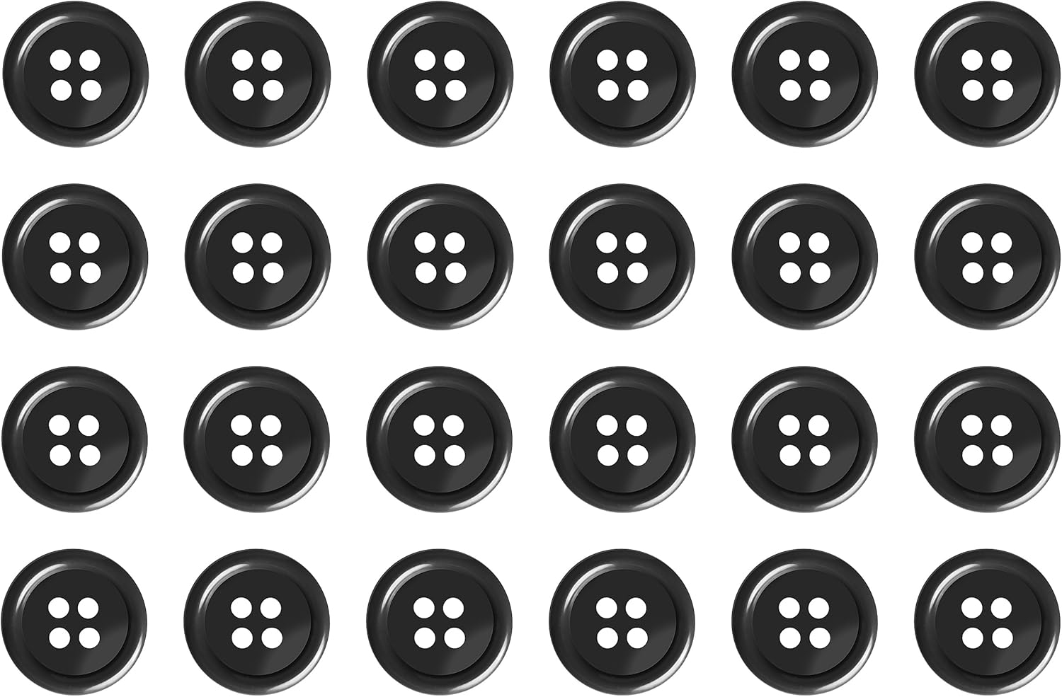 Pack of 24 Dark Blue Sew on 15Mm round Buttons Flat 4 Holes 24L 24 Ligne image number 2