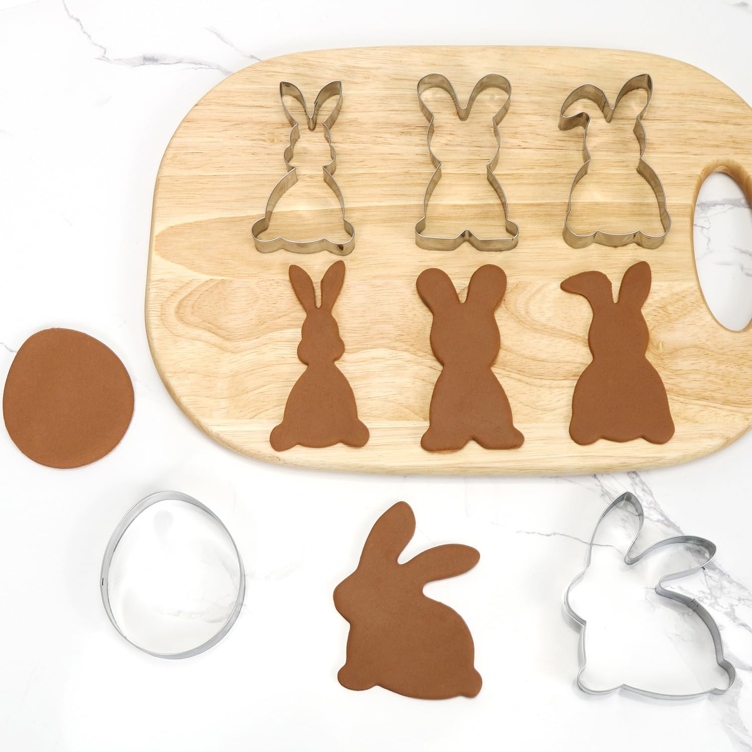 Easter Cookie Cutter, Pack of 5 Rabbit Egg Cutters, Easter Bunny Cookie Cutters, Large Easter Egg Easter Cookies Cookie Cutter, Stainless Steel Easter Biscuit Cutter Set, Easter Gift for Baking - Colourful Theme A2 image number 2