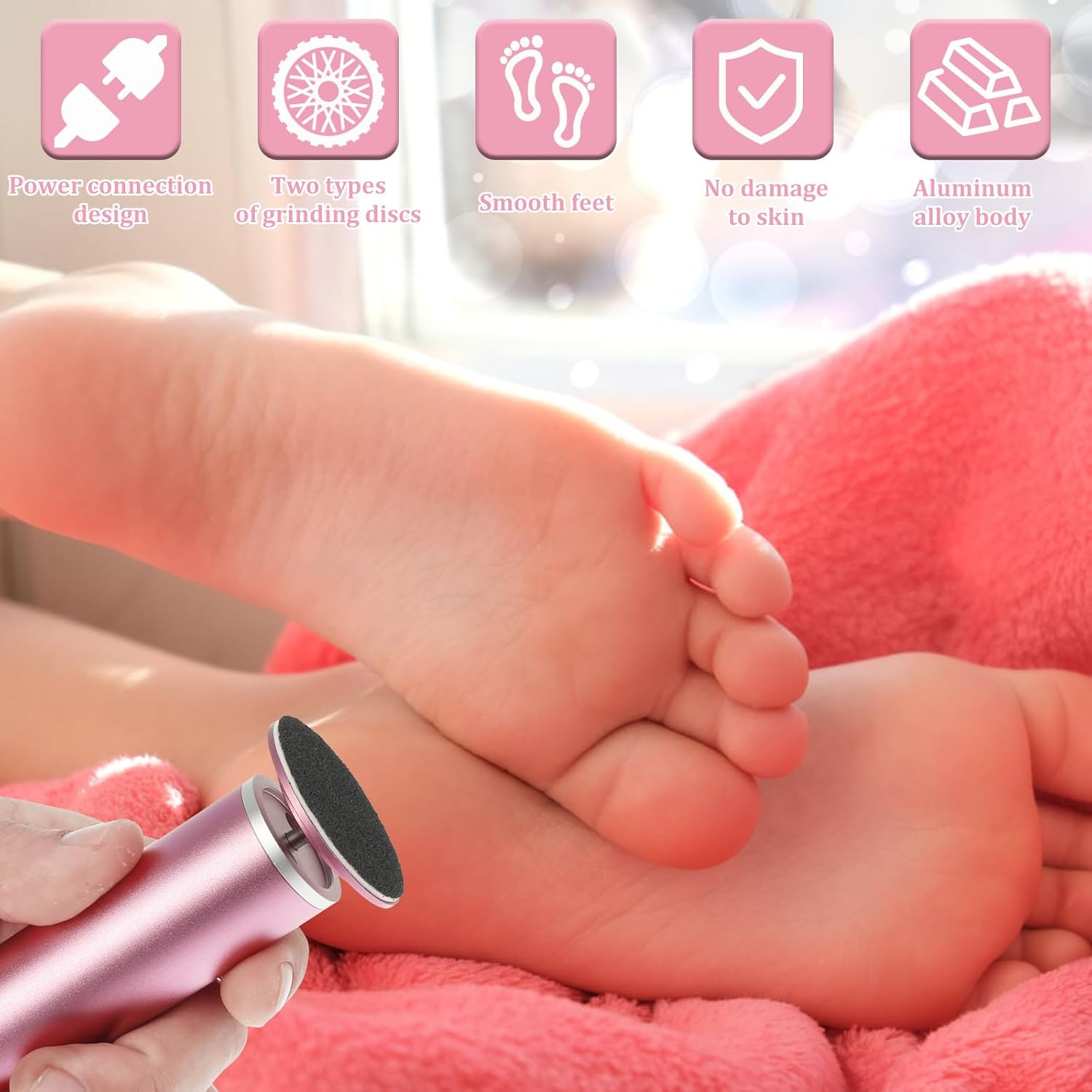 Electric Foot File with 60 Pcs Sandpapers - Adjustable Speed Callus Remover for Feet Safe Electric Foot Callus Remover Effective Electric Callus Remover for Dead Skin and Calluses image number 6