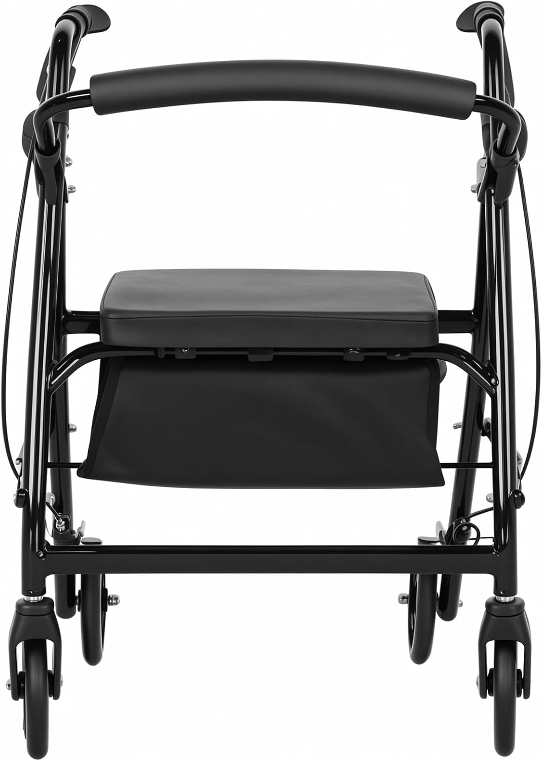 Rollator Walker, Lightweight 4-Wheel Foldable Mobility Aid with Brakes and Seat Basket, Large 6-Inch Wheels, Adjustable Height Rolling Walker Compact Mobility Device Supports up to 136Kg, Black image number 6