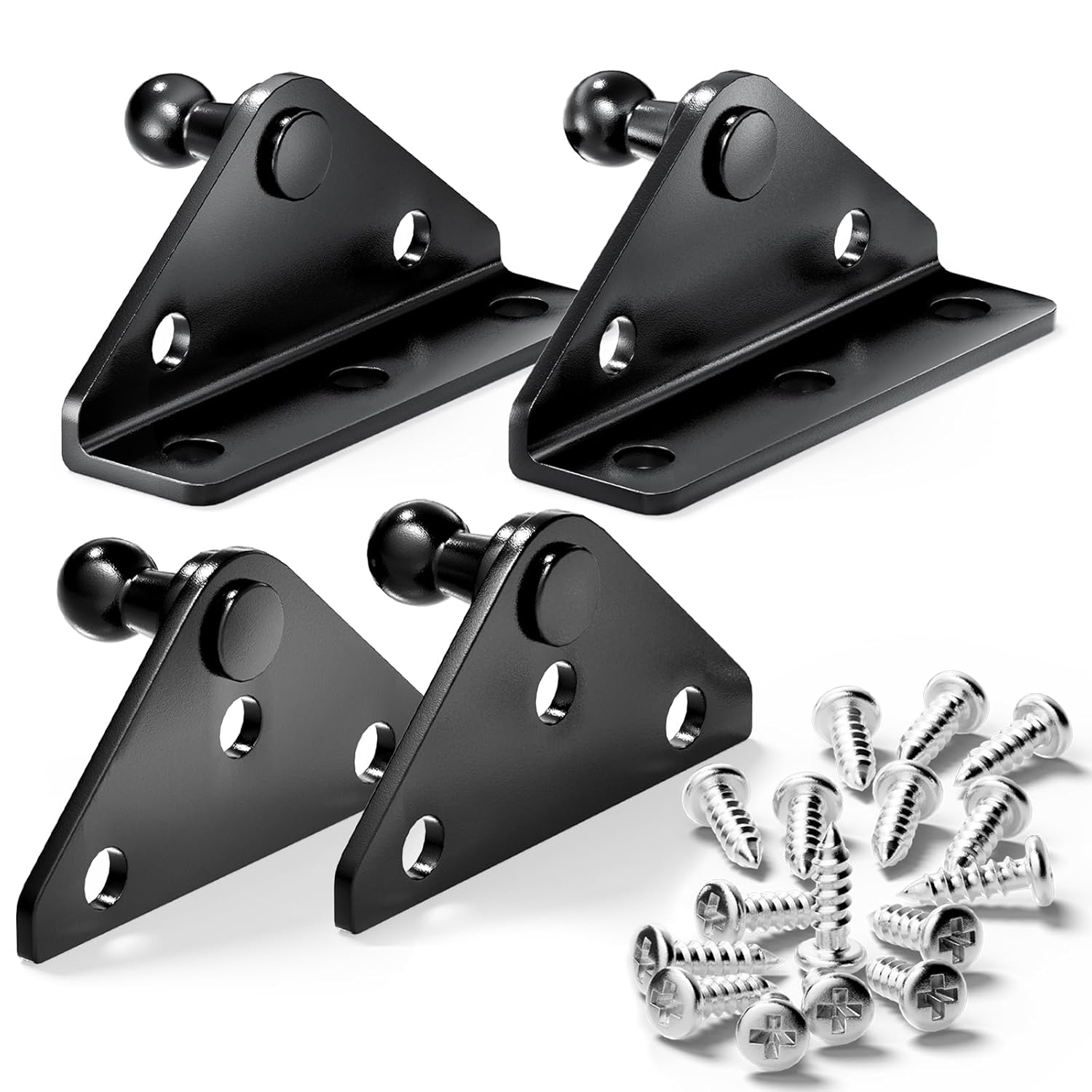 Vepagoo 10MM Gas Spring Lift Strut Bracket Ball Stud Black Mounting Bracket for Lift Support Prop, Pack of 4
