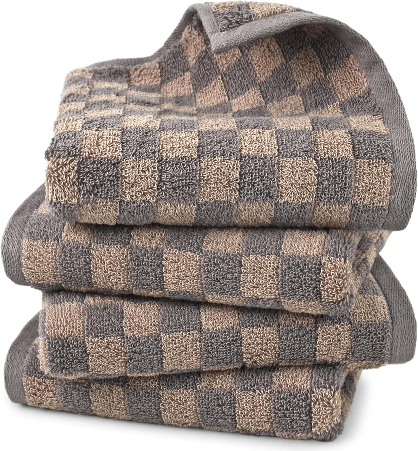 Jacquotha Soft Hand Towels 4 Pack, Orange Checkered Face Towel Set for Bathroom Kitchen, Fall Decorative Towel 13X29 Inches