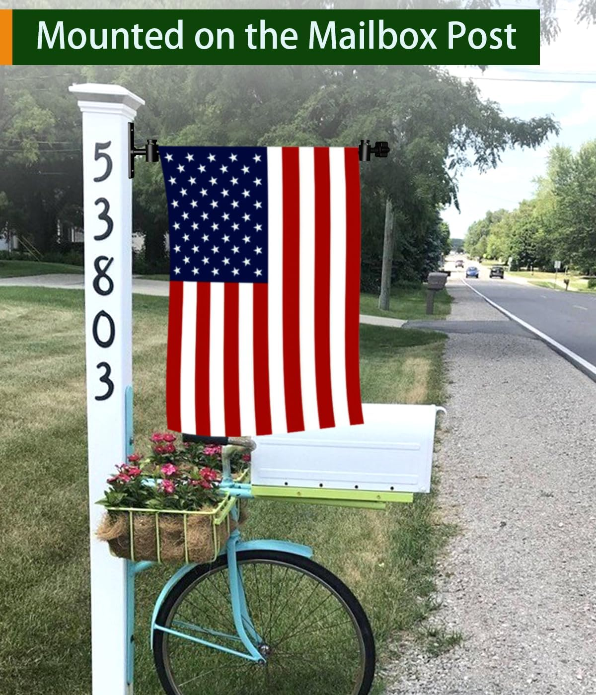 Balie Space Wall Garden Yard Flag Stand Pole for 12 X 18 Sign Decoration, Heavy-Duty Metal Solid Wall Bracket Mounted Mailbox Banner Holder Scroll Hanger for Holiday D&eacute;cor, Black, 2Pack image number 2