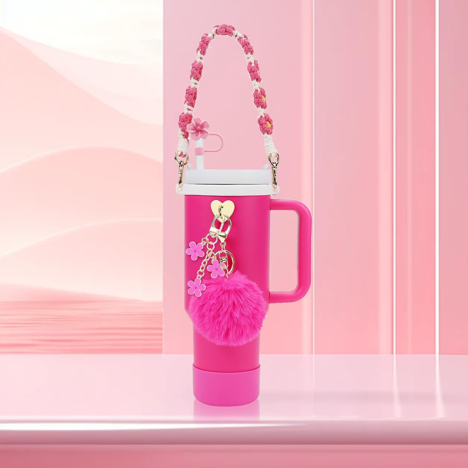 Stanley 7PCS Decor Set Includes Straw Cover, Bottle Strap, Silicone Boot, Charms for Tumbler, Red