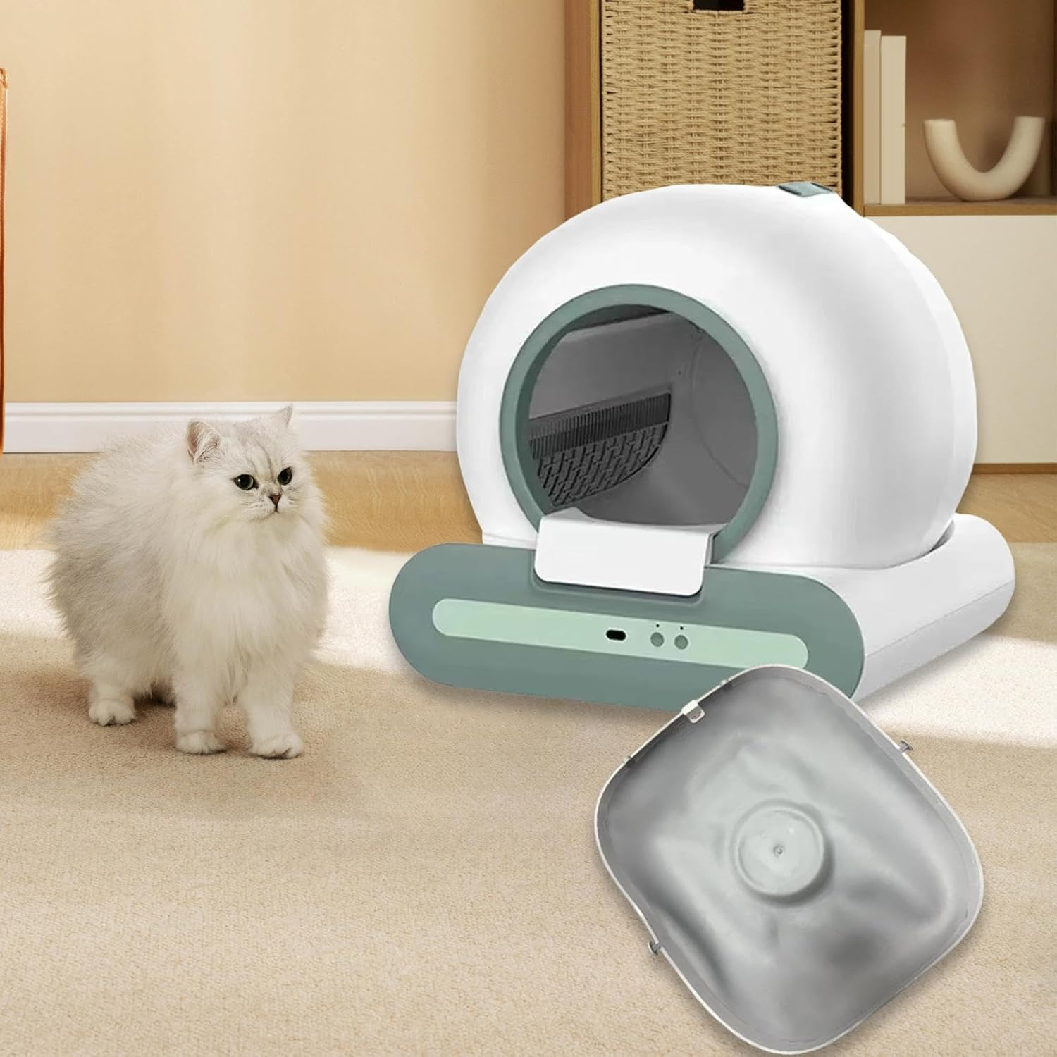 Yuksok Cat Litter Box Mat Silicone Pad Lightweight Elegant Kitten Living Room Non Slip Reusable Buckle Design Cat Toilet Bottom Tray