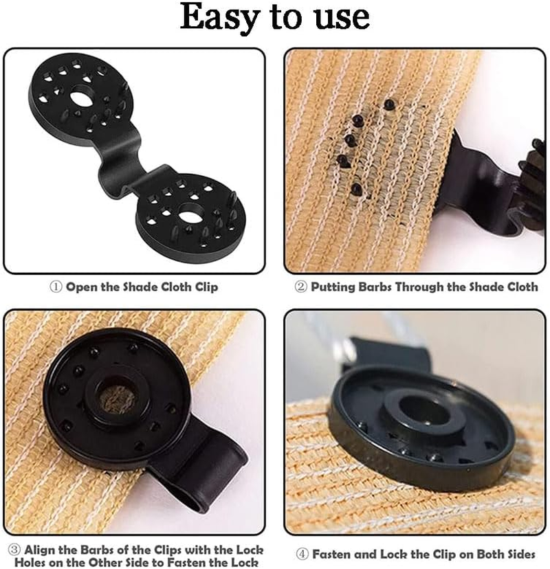 100Pack Shade Cloth Clips，Shade Cloth Fix Plastic Clamp for Outdoor Shade Fabric Netting（Black） image number 4