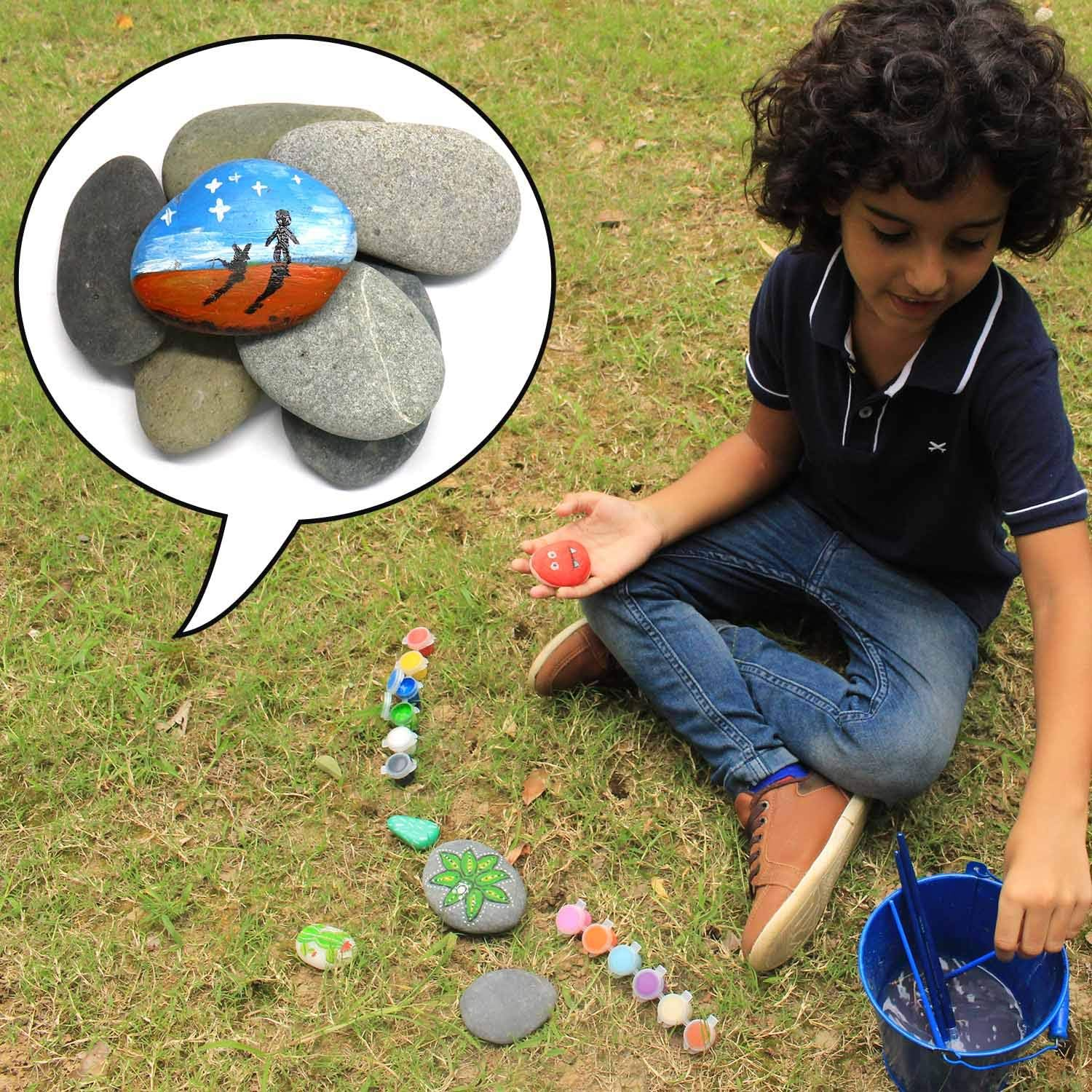 12 Extra-Large Rocks for Painting &ndash; Multi-Colored Craft Rock Painting Stones, 3.5&rdquo; - 4.5&rdquo; Inch Smooth and Flat, Non-Porous Painting Rocks, 100% Natural River Rocks for Mandala and Kindness Stones image number 5