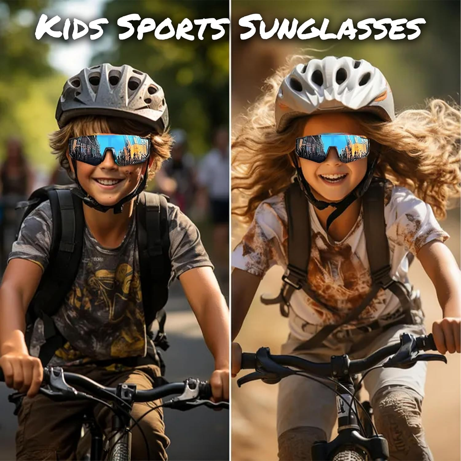 Kids Sunglasses for Boys Girls, UV400 Protection Goggles Youth Sports Sunglasses for Baseball Cycling Climbing image number 5