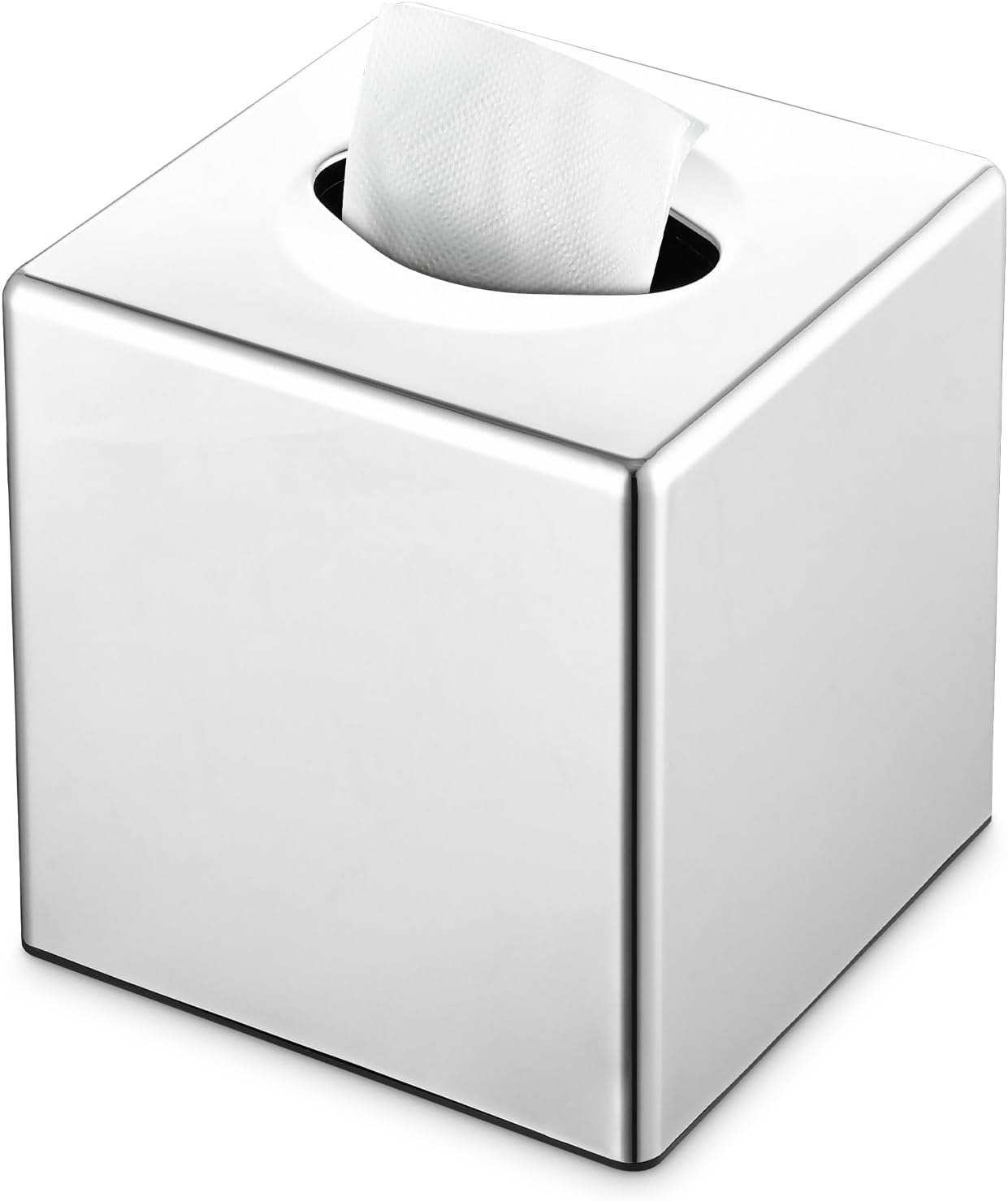 Tissue Box Cover, Square Facial Holder Storage for Bathroom Vanity, Countertops, Dressers, Night Stand, Parlors and Offices - White YH-001