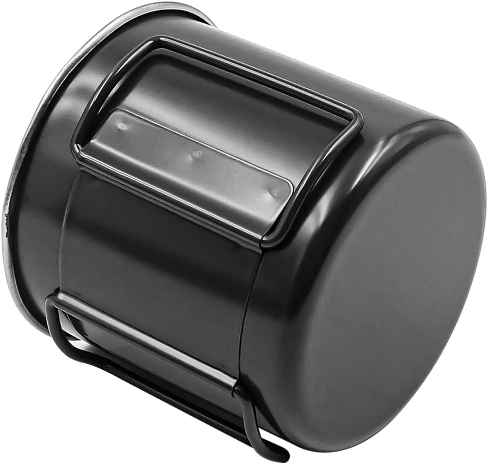 Set of 2 NUZAMAS Folding Cup 330Ml 304 Stainless Steel Coffee Tea Water Cup Portable Outdoor Camping Cup for Outdoor Hiking Cooking Camping Pot Open Fire(Black) image number 4