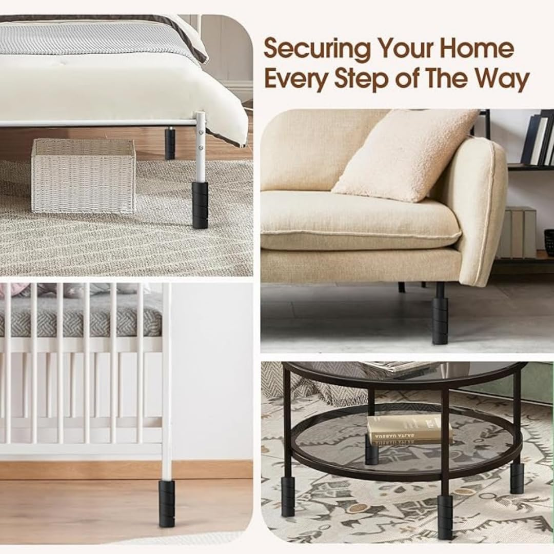 8 Pcs Bed Frame Toe Protectors,6" Foam Bed Frame Leg Covers,Bed Leg Protectors,No Adhesive or Glue,Prevent Toe-Stubbing Incidents from Hard Furniture (Black) image number 2