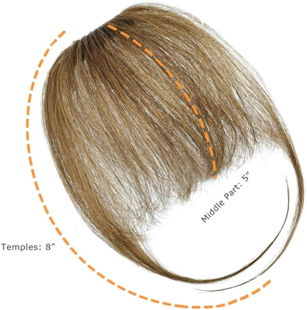 Bessy Shop Clip-In Bangs, Pack of 2 Fringe, Clip-In Fringe, Real Hair Extensions, Pony Hair Extensions, Flat Fringe with Temples, Natural Black and Light Brown image number 1
