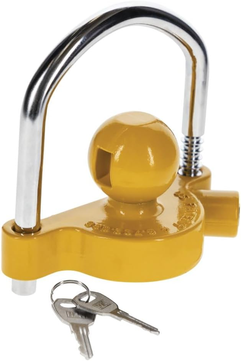 REESE Towpower 72783 Coupler Lock, Adjustable Storage Security, Heavy-Duty Steel, Yellow and Chrome image number 4