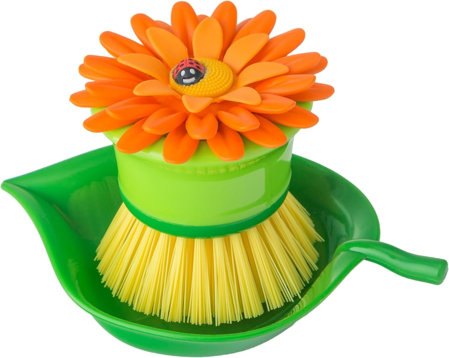 Vigar Flower Power Palm Dish Brush with Holder, Orange (2 Pieces) image number 6