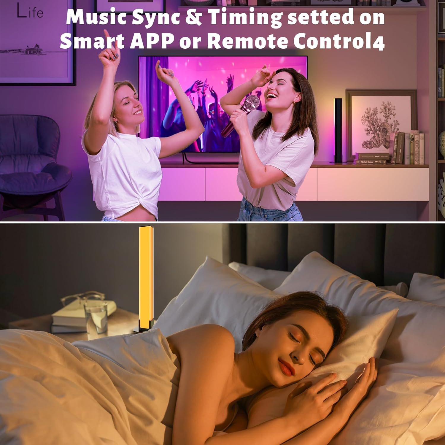 Cozylady LED Light Bars, 11Inch RGB TV Backlight, 2Packs Music Sync LED Lamps 28Cm with Rainbow Multiple Lighting, Dimmable LED Desk Lights for Gaming Movies PC TV Room Decoration Room image number 3