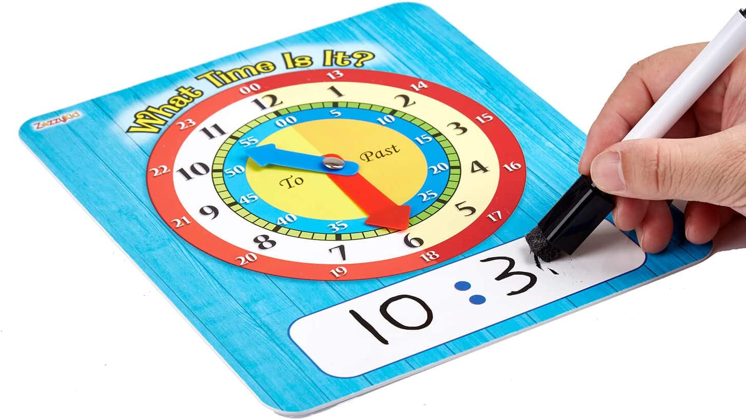 Zazzykid Time Learning Clock for Kids: 5 Clocks (20 X 18Cm) + 5 Erasable Markers &ndash; Teach Children to Telltime image number 3