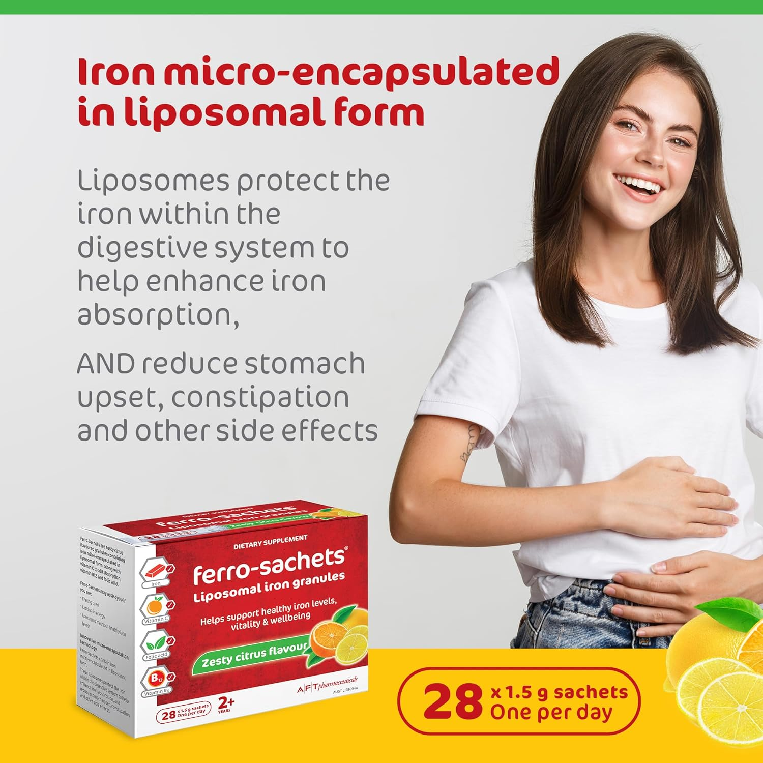 Ferro-Sachets Iron Supplement - Liposomal Iron Granules with Added Vitamin C, Folic Acid and Vitamin B12. Energy and Vitality. Adults. Kids. Vegan image number 4