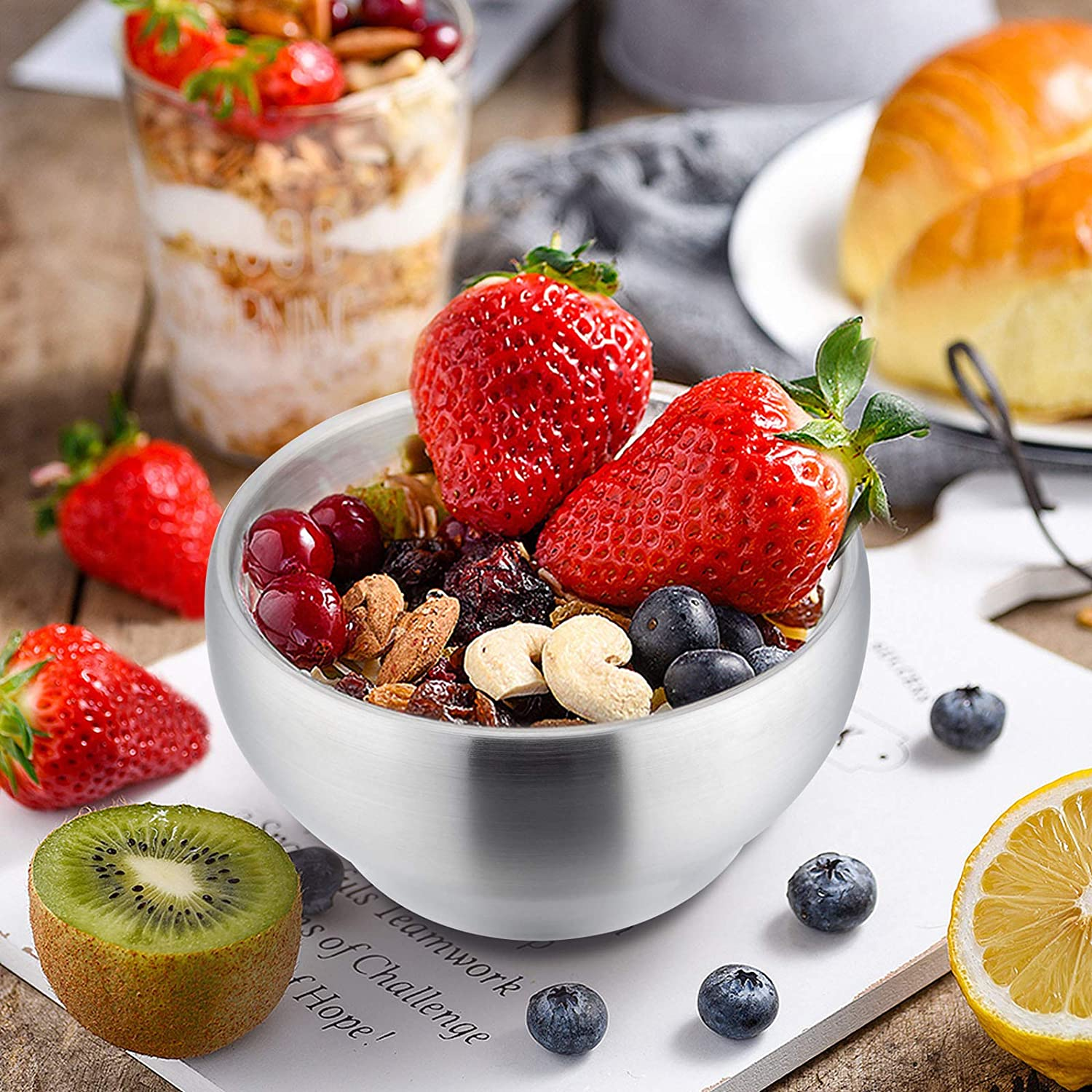 Haware Heavy 18/8(304) Stainless Steel Bowls(Double Walled), 12 Oz Kids Toddlers Feeding/Soup/Snacks Bowls, Unbreakable and Dishwasher Safe(4 Pack) image number 4