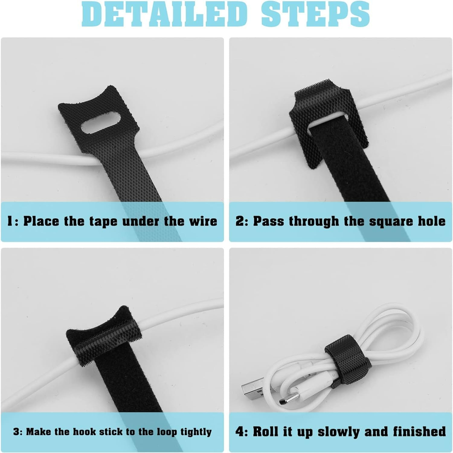 100 Pcs 6-Inch Reusable Cable Ties, Premium Quality Cable Management Straps for Electrical Cable & Wire Organizer (150Mm X 12Mm, Black) - Black image number 2