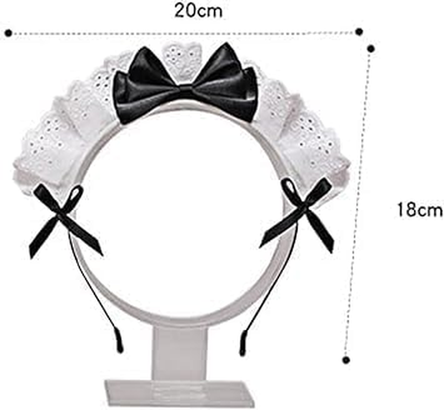 Lolita Lace Bow Headband Maid Anime Cosplay Headpiece Bow Ribbon for Women and Girls