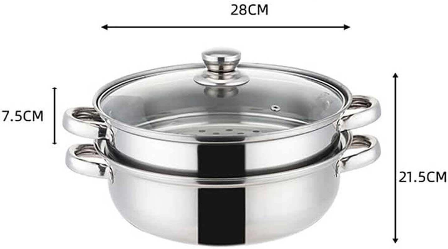 LEDON 4/5 Tier Stainless Steel Steamer Meat Vegetable Cooking Steam 28Cm Pot Cookware Stackable Cookware for Healthy Cooking, Stock Making & Meal Prep (5 Tier) image number 1