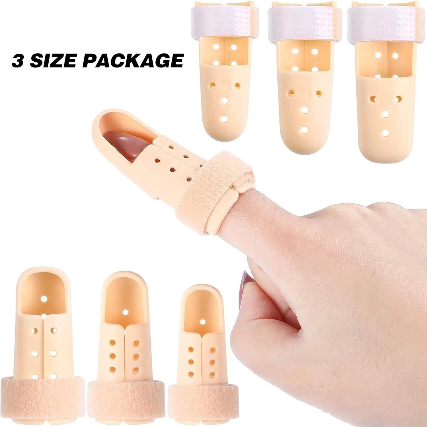 3Pcs Splint for Pinky,Plastic Mallet Dip Finger Support, Support Brace, Immobilizer Joint Protection Injury,3-Size Pack Mallet Finger Brace. image number 1