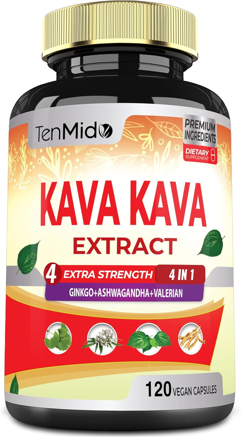 Kava Kava Supplement Extract Capsules 6550Mg, 4 Months Supply with Ginkgo, Ashwagandha, Valerian- Relaxation Supports Supplement- 120 Vegan Capsules image number 3