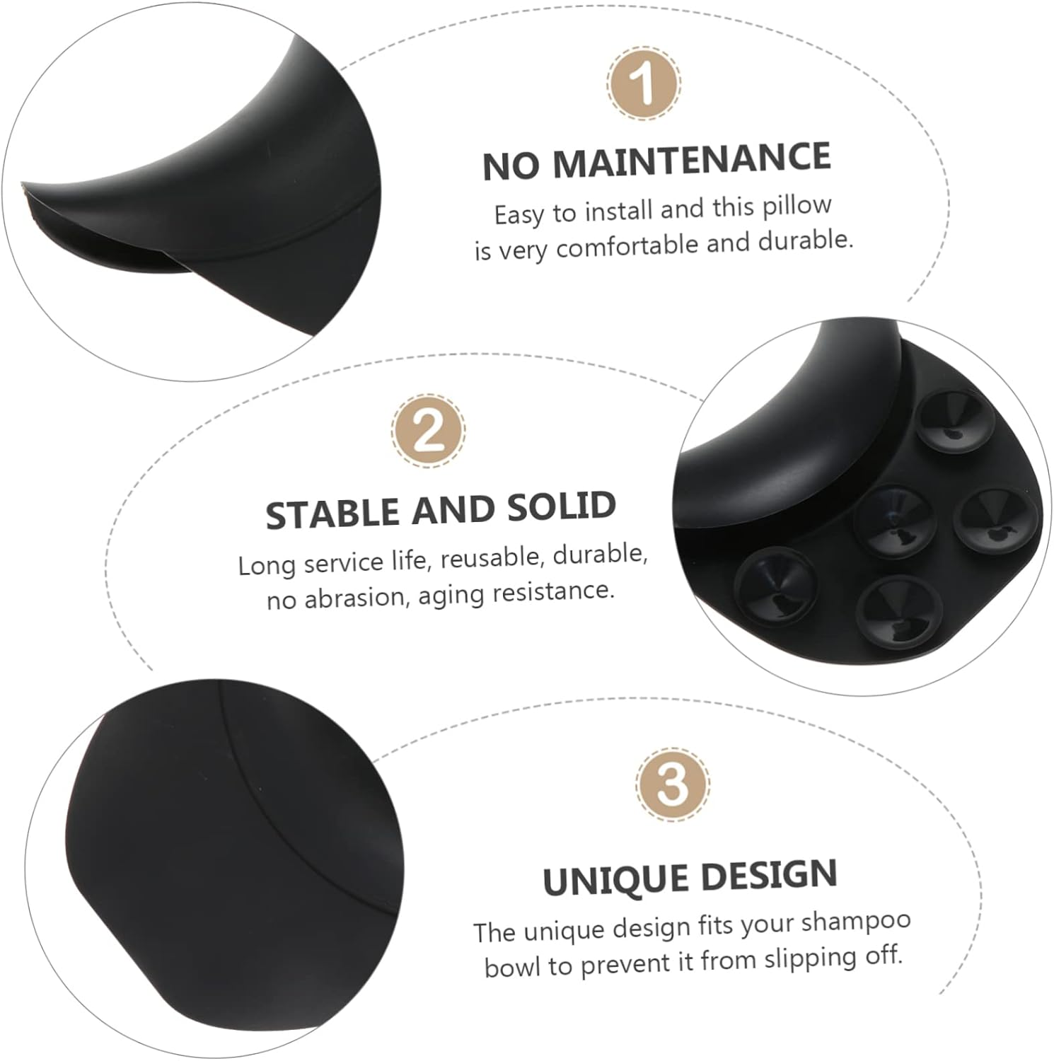 FRCOLOR Silica Gel Shampoo Neck Rest Pillow 18X18X4Cm Lightweight Portable Comfortable Hair Washing Support for Salon Home Use image number 4