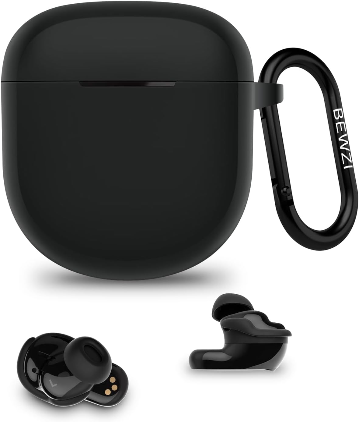 BEWZI for Bose Quietcomfort Ultra Earbuds/Quietcomfort Earbuds 2 Case Cover with Hook Vogue Simple Style Super Thick Soft Protective Case for Bose Quietcomfort Ultra Case (Black)