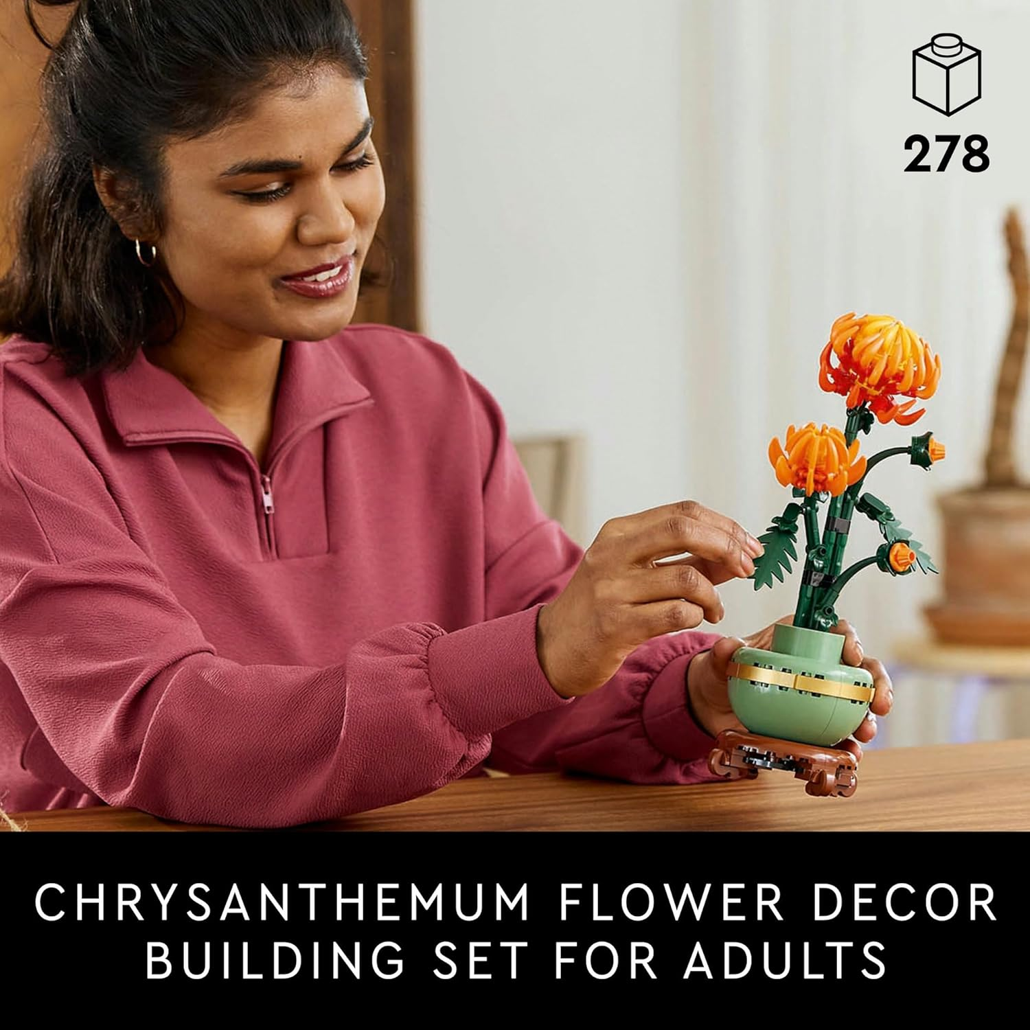 LEGO Botanicals Chrysanthemum Flower Building Set, Creative Model Kit for Adults to Build, Artificial Plant Toy for Women, Men, Her or Him, Home Decor or Office Display, Botanical Collection 10368 image number 5