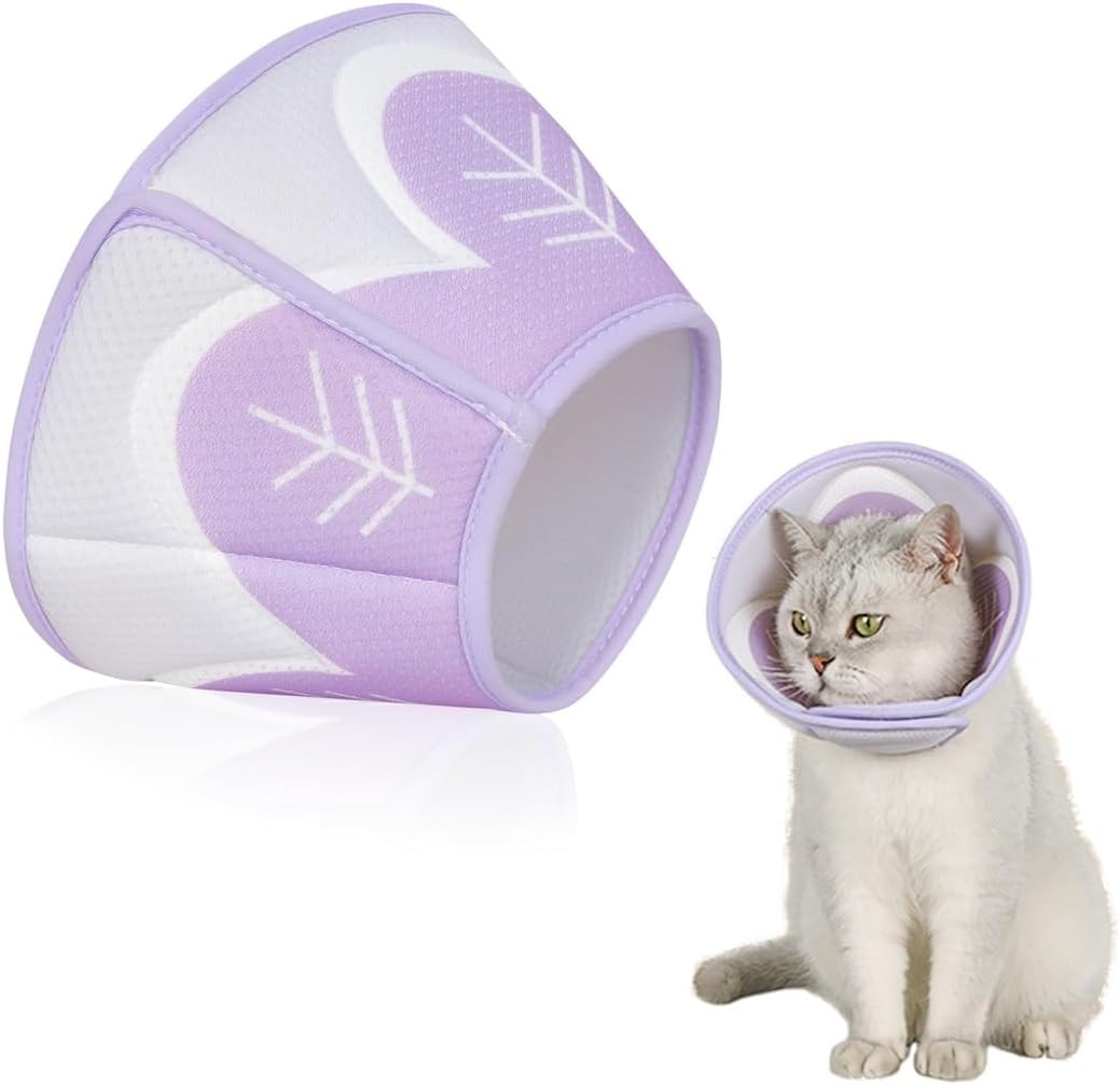 Cat Cone Collar Soft to Stop Licking and Scratching Adjustable Elizabethan Collars Pet Recovery Collar for Kitten Prevent from Licking Wounds (Purple, L) image number 5
