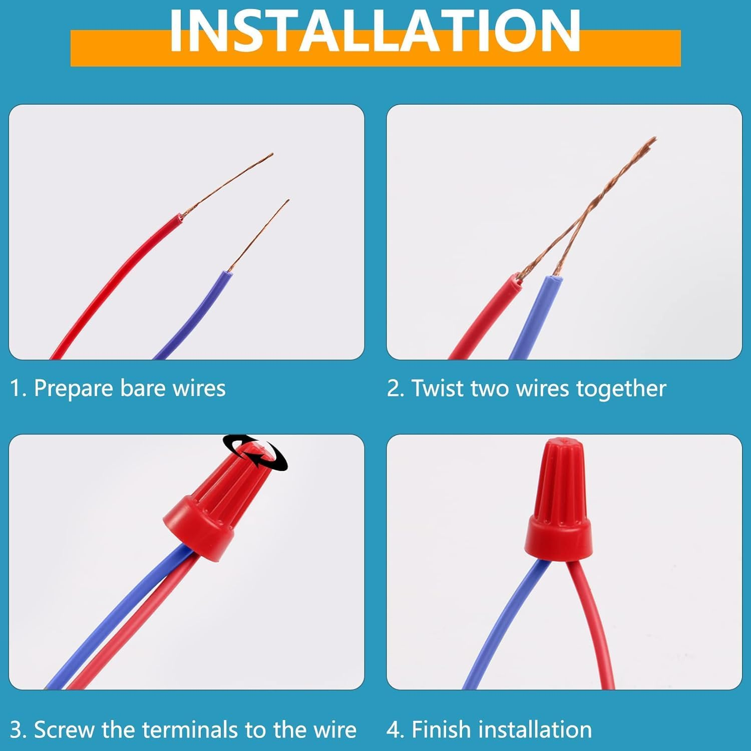 WADY 158PCS Wire Nuts, Electrical Wire Connectors Nuts Colorful Wire Caps Kit Twist Caps Nuts Assortment for Quick Connection image number 5
