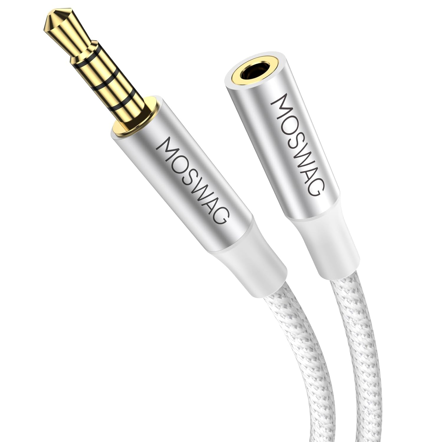 MOSWAG 3.5Mm Male to Female Extension Cable with Microphone Stereo Audio Adapter Nylon Braided Compatible for Home/Car Stereos Smartphones Headphones Tablets Media Players and More