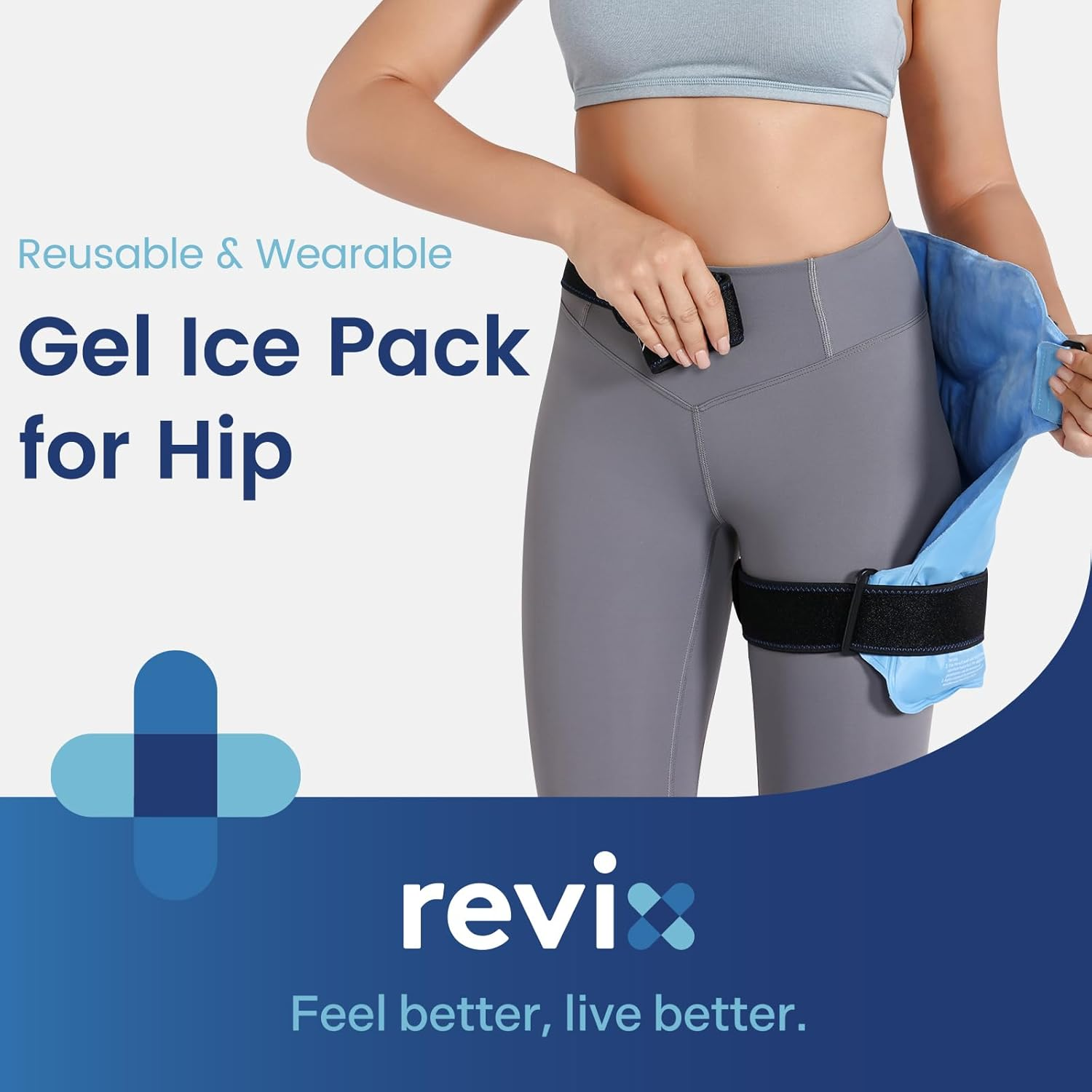 REVIX Large Ice Pack for Injuries Reusable Wrap for Back, Hip, Leg, Shoulder, Flexible Soft Gel Cold Packs for Injuries, Joints and Muscle Discomfort Relief, 12 &times; 15" Blue image number 1