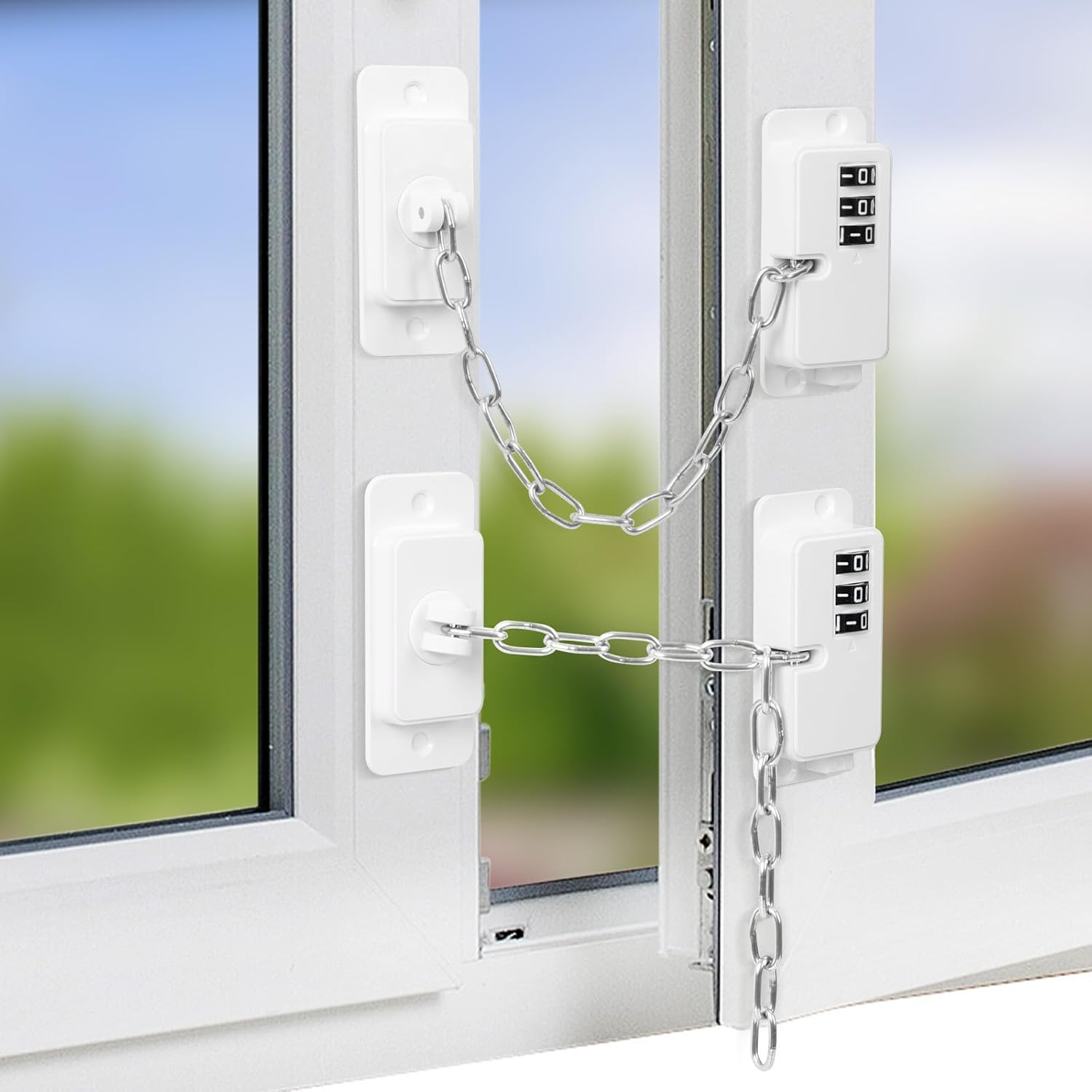 2 Pack Window Restrictor Child Safety Locks for UPVC and Wooden Windows, Newbinn Adjustable Window Safety Locks for Child Pets Cat Safety, No Drilling Fridge Refrigerator Locks with Keys, Black