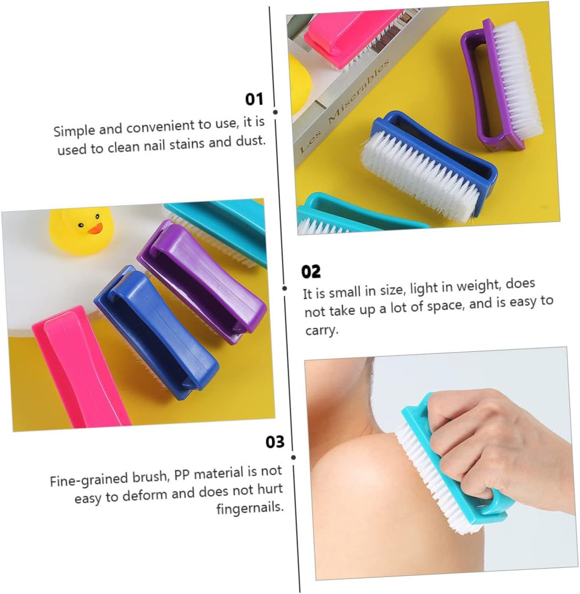 ERINGOGO 4Pcs Home Fingernail Brush Nail Brush Cleaner for Nail Art Manscaping Random Color image number 2