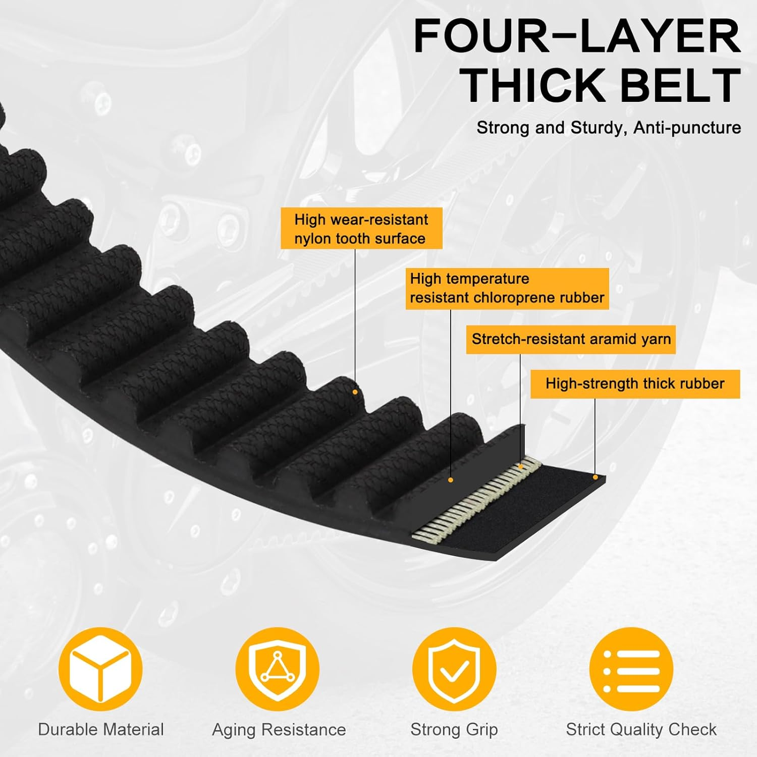 VG MOTO 133T 1-1/2" Rear Drive Belt Replacement for Harley Davidson Dyna FXD FXDL FXDS FXDWG Super Glide Low Rider Convertible Wide Glide 1991-1999 Replace 1204-0050 40015-90 image number 4