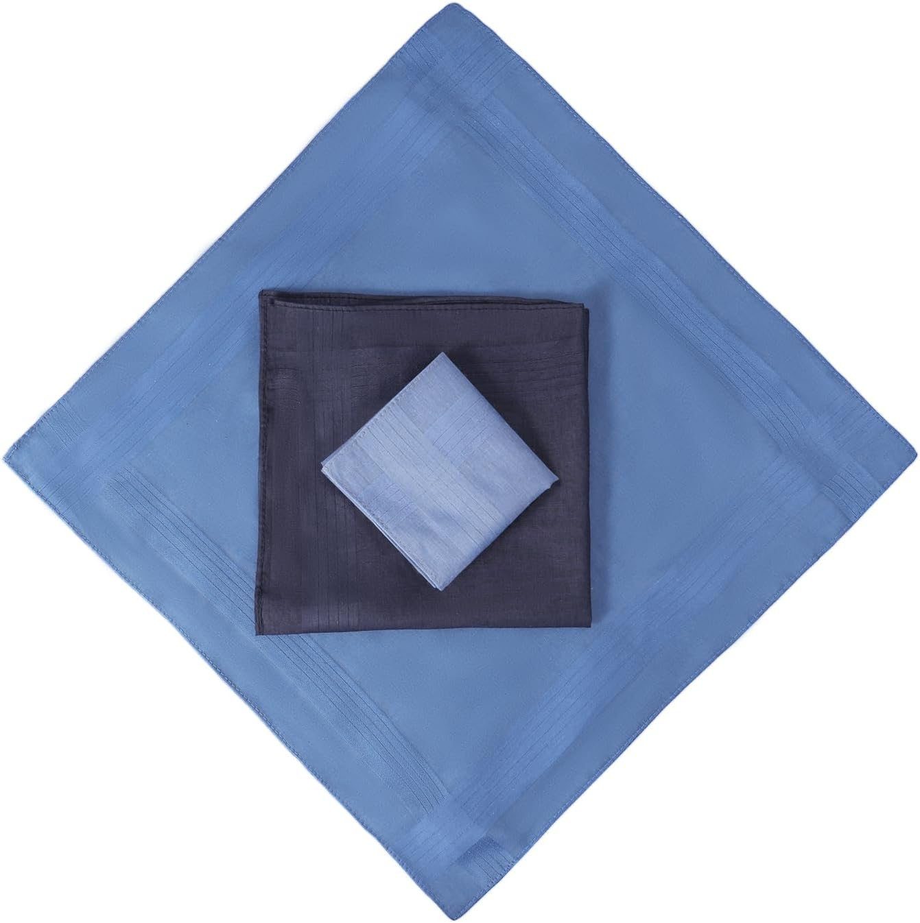 PACGOTH Handkerchiefs for Men, Soft Cotton Men&rsquo;S Handkerchiefs, Blue Stripe Hankies for Men, 15.7 * 15.7&rdquo; 8/12PCS - Blue -12Pcs image number 3