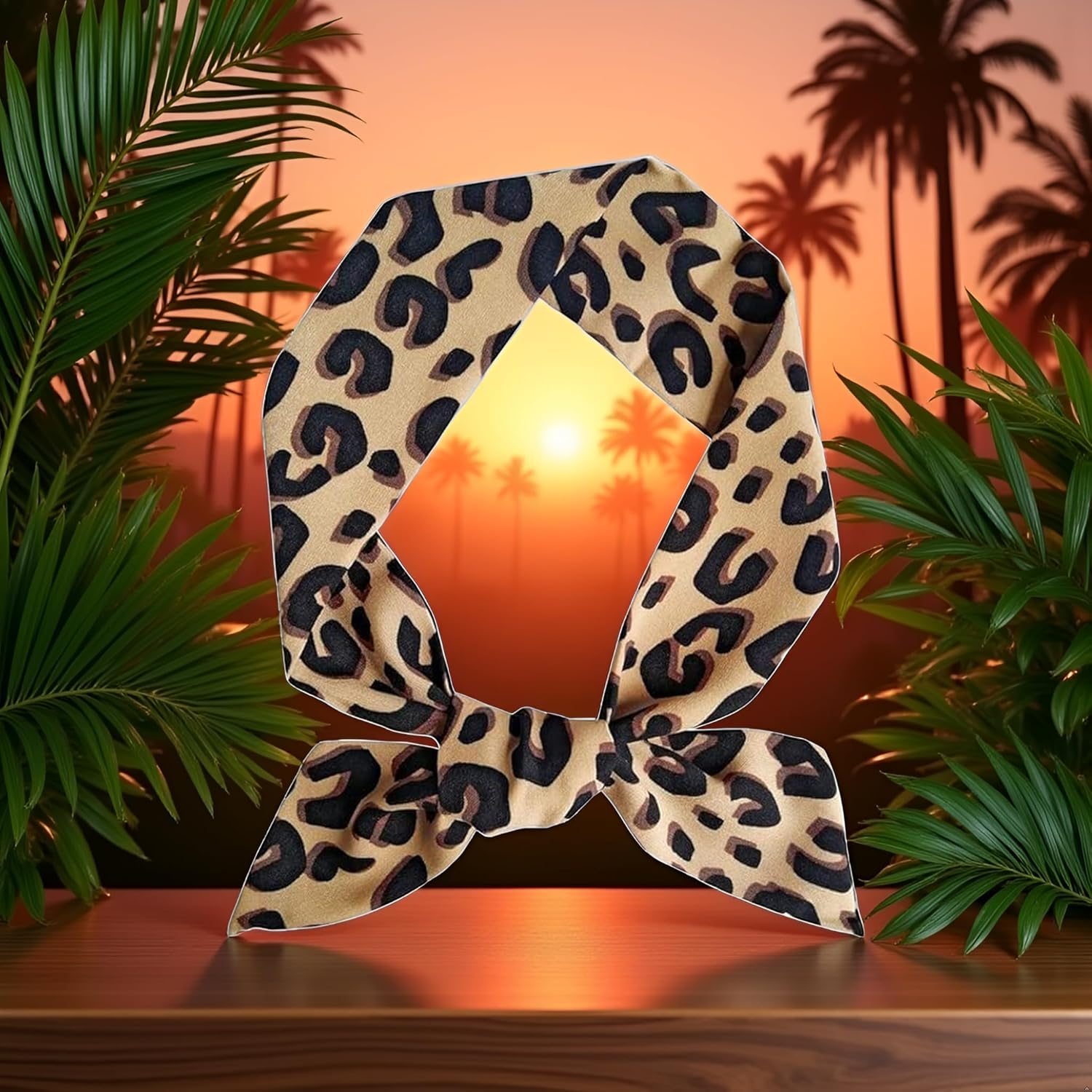 Brown Leopard Neck Tie Chic Skinny Scarf Hairband Stylish Purse Scarf Leopard Accessory Women'S Fashion Scarves, Scarves and Wraps image number 1